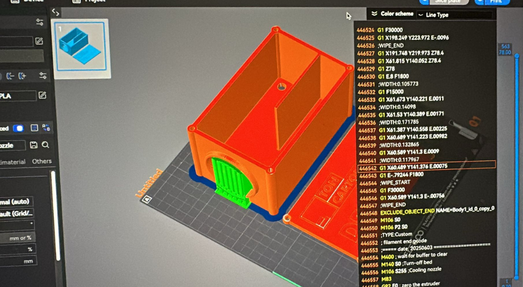 Préparation de l'impression 3D du boîtier dans le logiciel de découpe.