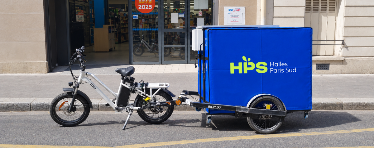 Delipod Fresh fermé sur une remorque BicyLift.